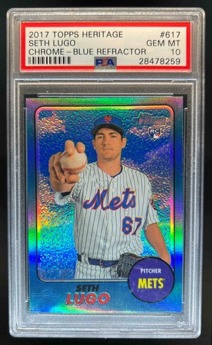 2017 Topps Heritage Seth Lugo Chrome Blue Refractor Rookie RC #45/68 PSA 10 Mets