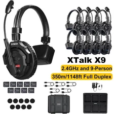 SYNCO Xtalk X9 2.4GHz Full Duplex 350m Wireless Intercom Headset System 9-Person