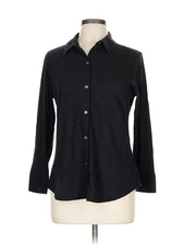 NWT Assorted Brands Women Black 3/4 Sleeve Button-Down Shirt L
