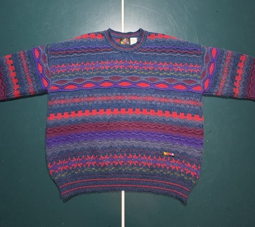 Vintage Rare Coogi Style Mohair Sweater Size Large Biggie Cosby Colorful Aztec - Picture 1 of 15
