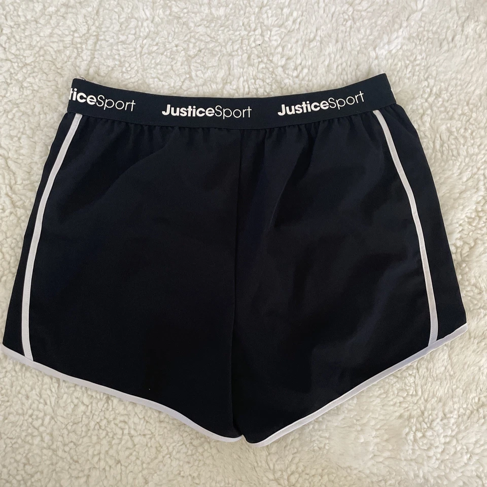 Justice Sport Girls Shorts Size XL 16/18 Black Pink White Running Athletic Liner - Image 2 of 4