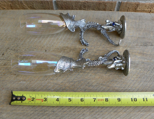 Pewter Dragon Heart Champagne / Toasting Flutes - Picture 14 of 14