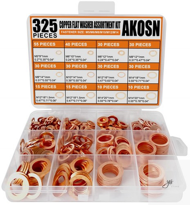 #ad 325 PCS 10 Sizes Premium Copper Metric Sealing Crush Washers Assortment Kit $13.41