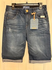 Democracy Ab solution Women s Bermuda Shorts Rolled Cuff Stretch Blue Petites Sz