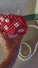 Mushroom  Red & White Beaded Pearl Mushroom Purse/Phone Carry Bag — photo 7