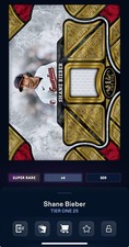 DIGITAL TOPPS BUNT Shane Bieber TIER ONE 25 SUPER RARE RELIC Read