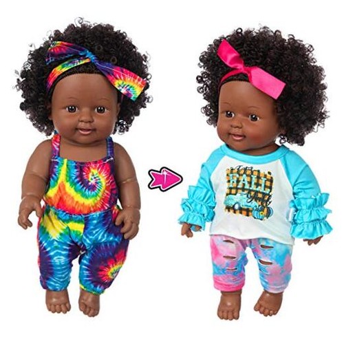 Einteilige 12 Zoll realistische schwarze Baby Mädchen Puppe Spielzeug Afroamerikaner #1
