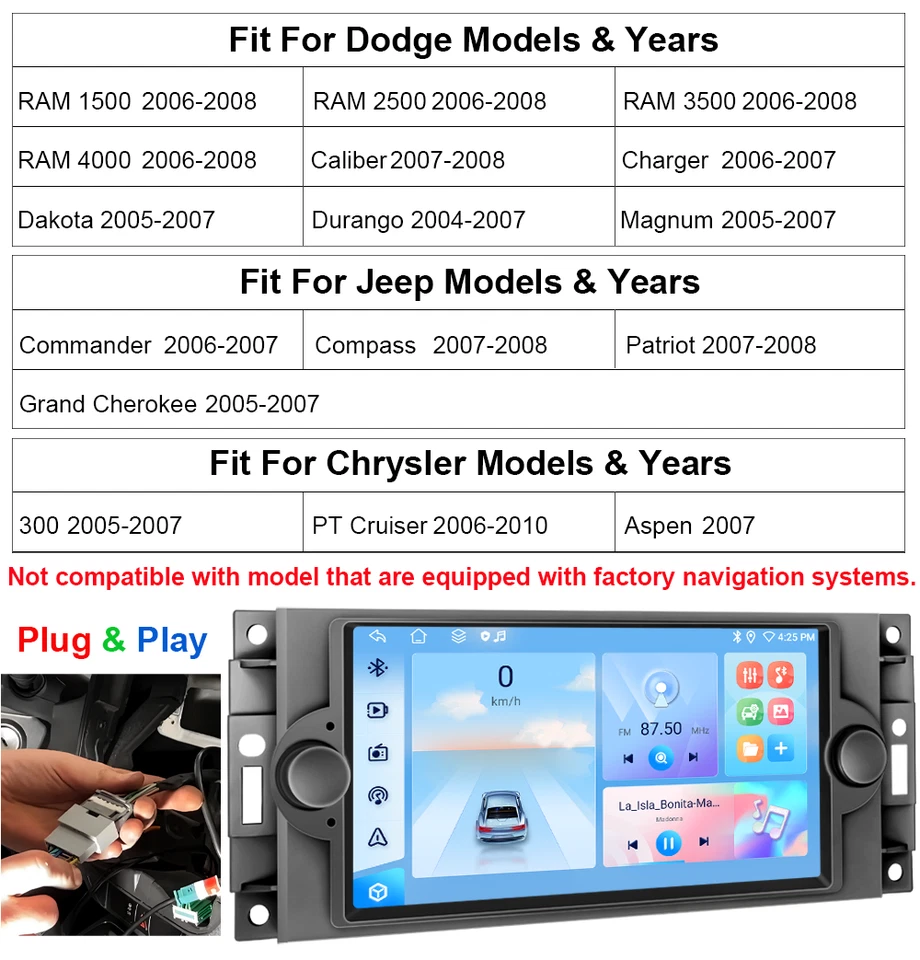 For 2006-2008 Dodge RAM 1500 2500 3500 Android 15 CarPlay Car Stereo Radio GPS - Image 2 of 4