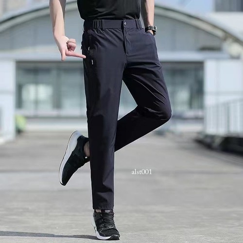 Men Summer Pants Ice Silk Stretch Breathable Straight Leg Pants Quick Dry - Foto 15 di 18