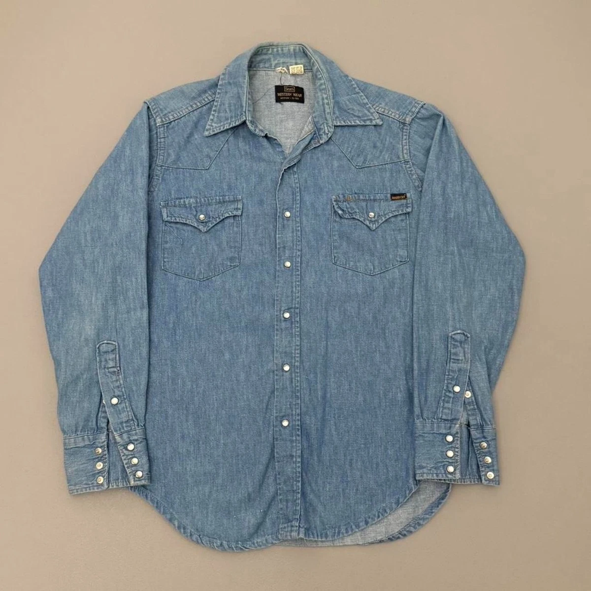 Sears Denim Casual Button-Down Shirts for Men for sale | eBay