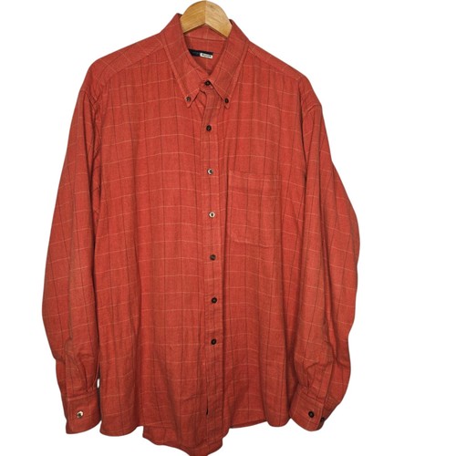 Burberry London Men's Button Down Flannel Shirt Terracotta Plaid Size XL