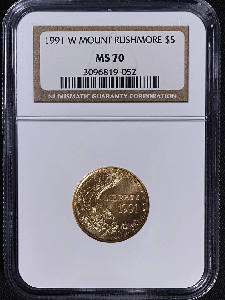 1991-W Mount Rushmore Commemorative Gold $5 NGC MS70 - STOCK - Image 3 of 4