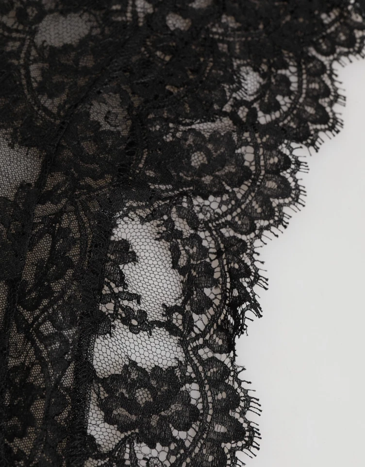 DOLCE & GABBANA Underwear Black Floral Lace Mesh High Brief Panty IT2 / S 530usd - Image 2 of 4