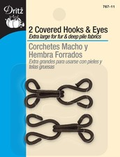 Dritz Covered Hooks and Eyes, Extra-Large Hook Eye Closures, Brown