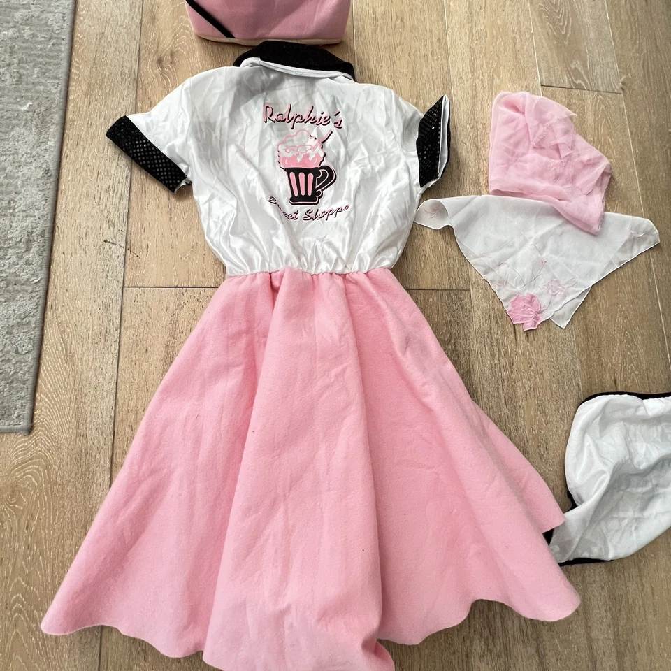 Vestido de camarera Happy Days Ralphs Diner años 50 disfraz para adulto XS pequeño rosa Halloween Foto 4 de 4