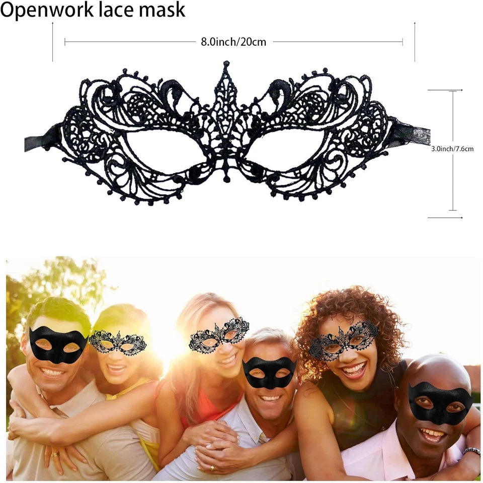2 Stück Venezianische Masken Maskerade Spitze Maskes Halloween - Bild 4 von 4