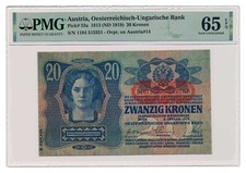 AUSTRIA banknote 20 Kronen 1919 PMG MS 65 EPQ Gem Uncirculated