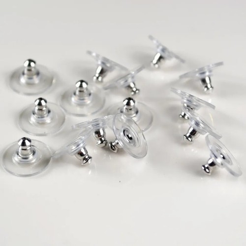 X 10 Silver Metal And Plastic Back Stoppers For Post Stud Earrings - Picture 3 of 3