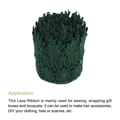 Dark Green Lace Ribbon - 10 Yards, 2 Inches Wide, Nylon Decorative Trim - View #5