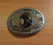 Western Style Belt Buckle Silver Color With Multi-colored Stone In The Middle