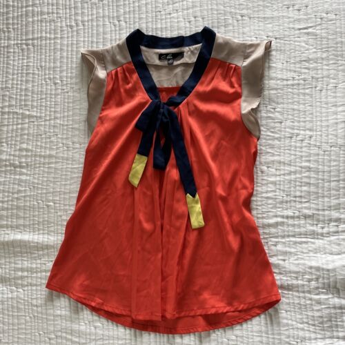 C. Luce Korean Style Hanbok Blouse Red Navy Size Small - Picture 1 of 6