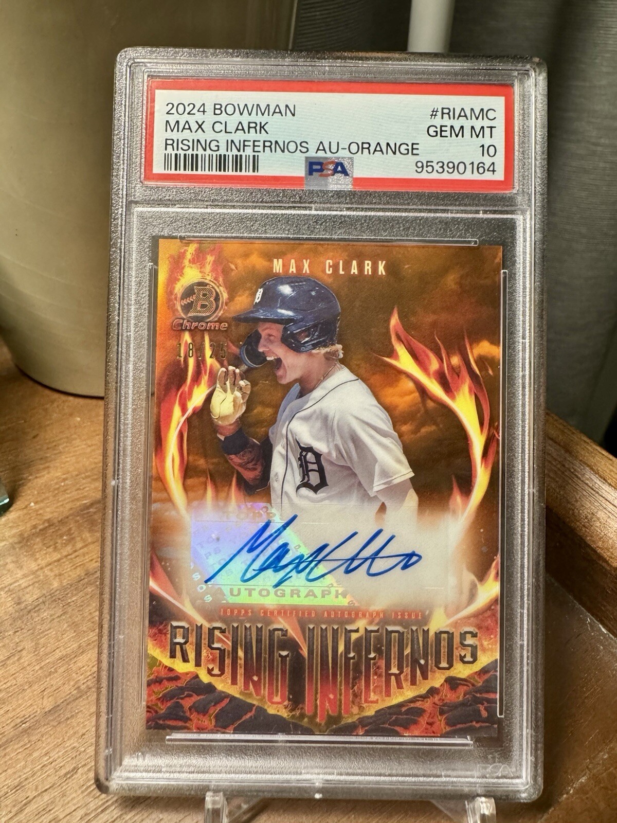 PSA 10! #/25 Max Clark 2024 Bowman Chrome Rising Infernos Auto Orange Rc Rookie