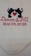 Mickey Minnie heart Disney Bride & Groom Personalized Wedding Embroidered Fleece
