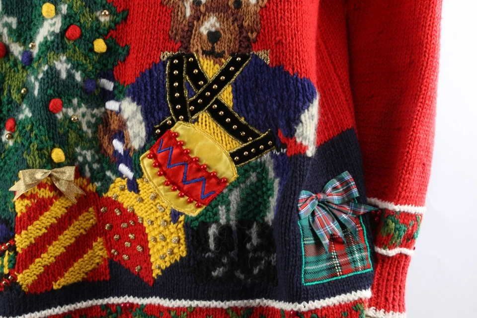 Suéter Feo Invierno Tejido Navidad Rojo Marisa Christina 1992 De Colección Talla M Foto 2 de 4