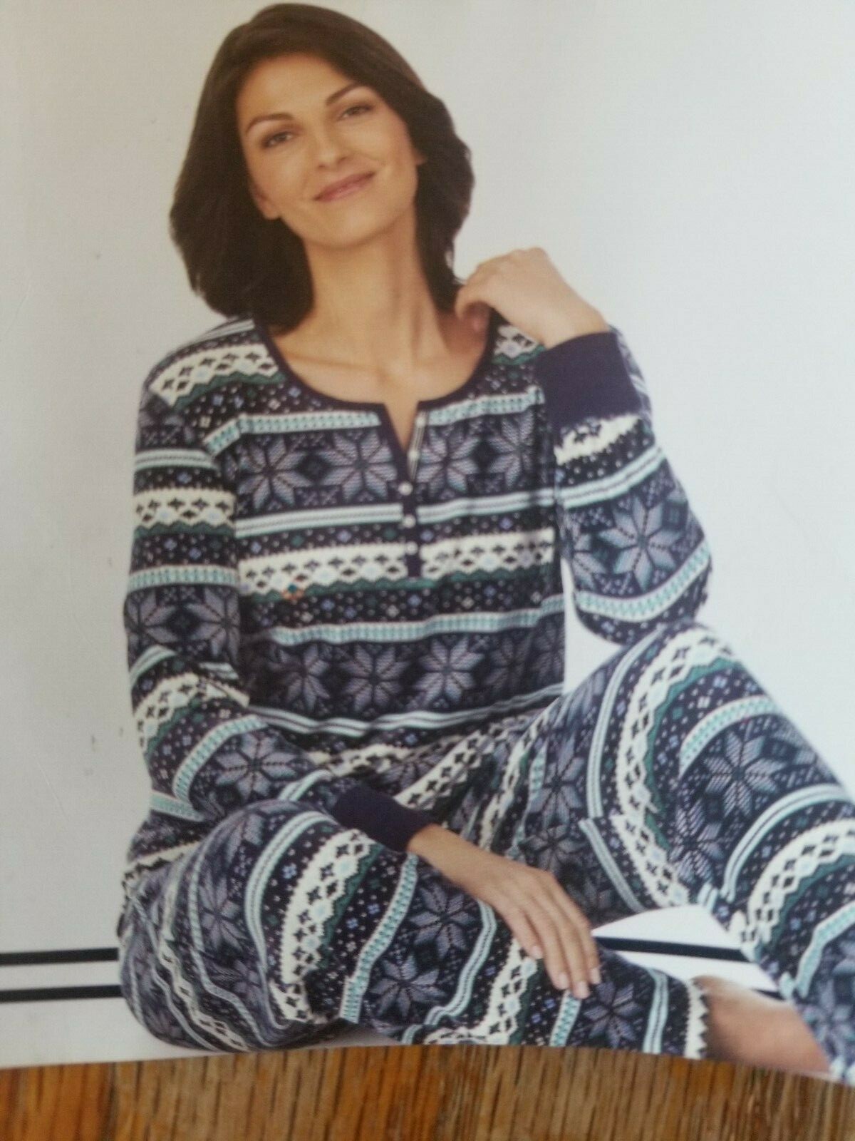 Womens Nautica 2 Pc Sleepwear Set Silky Stretch Fleece Navy Blue Small S image 2