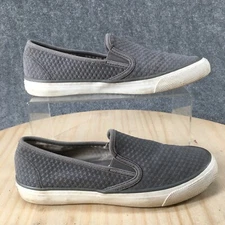 Sperry Topsider Shoes Womens 7 Seaside Slip On Sneakers Gray Leather Perforated