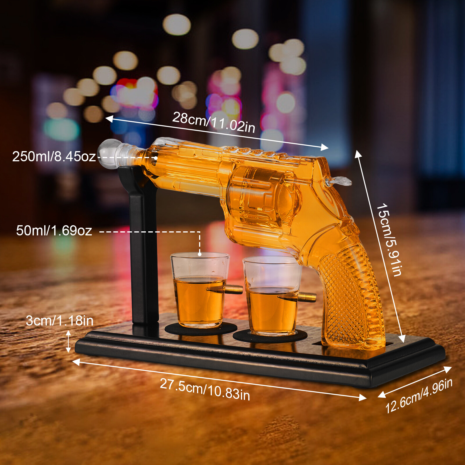 Whiskey Decanter Sets 8.5 OZ Pistol Shaped Cool Liquor Dispenser For