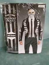Black & Bone Adult Skeleton Costume Tailcoat Jacket Dress Up Halloween New