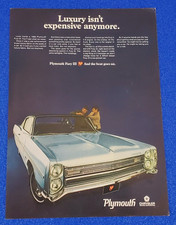 1968 Plymouth Fury Iii V-8 Original Color Print Ad Lot Blue Ships Free Chrysler