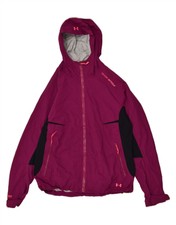 Under Armour Womens Hooded Rain Jacket Uk 16 Large Pink Colourblock Ad03