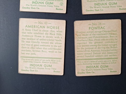 goudey indian gum 6 In Lot 157 42 100 43 28 143 Tecumseh Red Bear American Horse - Picture 17 of 20