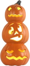 15" Halloween Pumpkin Light Jack-O'-Lantern Prelit 3 Tier Outdoor Indoor Decor