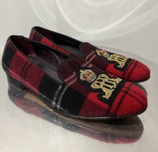 RALPH LAUREN COLLECTION CRESTED PLAID WOOL TARTAN COLLIS SLIPPER Sz 9 D