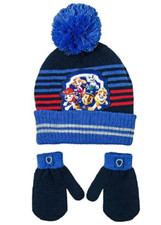 Paw Patrol Beanie and Mitten 2 Piece Set Toddler 2-5 Blue, Multi