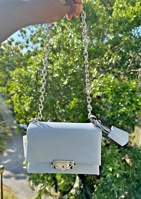 Michael Kors Lady Cece Small Faux Leather Crossbody Bag Pale Blue Handbag Purse