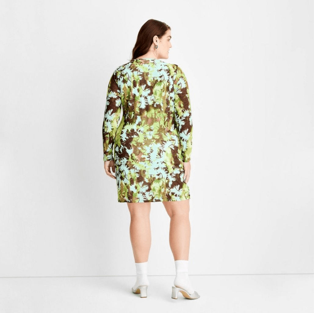 Future Collective Green Floral Print CUTE Ruched Bodycon Dress NWT 1X | eBay