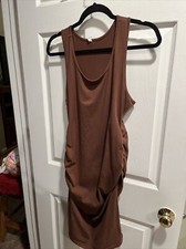 MISSUFE BROWN BODYCON / Large / Ruched Side / 95% cotton 5% polyester