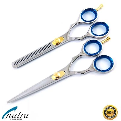 NATRA Lot de 2 Ciseaux Coiffeur Effilage en Acier Inoxydable 6" Argent - Photo 1/4
