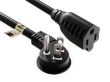 3ft NEMA 5-15P to 5-15R Ultra Low Profile Angled Power Extension Cord 16AWG 1...