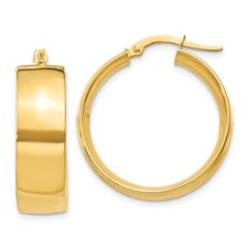 14k Yellow Gold 7.75mm Large Hoop Earrings 3.6g L-21mm, W-6.75mm for Mom