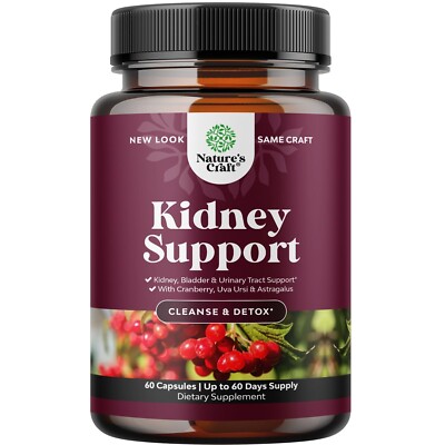 Kidney Health Support Supplement with Uva Ursi & Cranberry - Kidney Detox - USA