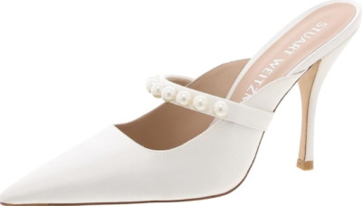 Stuart Weitzman Damen Goldie 100 Pantolette weiß Größe UK 5/5,5