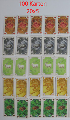 Catan 100 cards (20 resource cards per motif) for the game Settlers of Catan