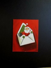 L454 Vtg Unused Hallmark Xmas Greeting Card Jolly Santa Climbing out of Envelope