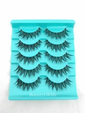 5 Pairs Glamorous Long Cross False Eyelashes Handmade Makeup Fake Eye Lashes US