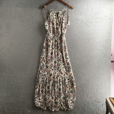 American Eagle Outfitters Maxi Dress Womens Medium Off White Floral Short Sleeve